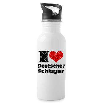 Schlager Party , Schlager Musik , I Love Schlager - Trinkflasche mit integriertem Trinkhalm - Weiß - Rechts