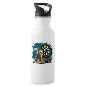 Darts And Beer Dart Sayings Sports - Water bottle with straw - white - Right