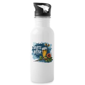 Fléchettes Et Bière Fléchettes Dictons Sports - Gourde avec paille intégrée - blanc - Droite