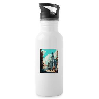 Brussels Belgium Vintage Travel Poster Souvenir - Water bottle with straw - white - Right