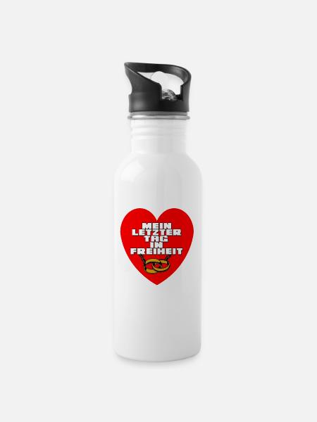 Junggesellenabschied , JGA Mein letzter Tag (25) - Trinkflasche mit integriertem Trinkhalm - Weiß