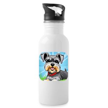 Chien Schnauzer mignon II - Gourde avec paille intégrée - blanc - Droite