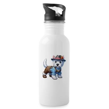 West Highland White Terrier Dog Bavaria - Water bottle with straw - white - Right