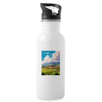 Provence Frankreich Vintage Reiseposter WPA Souvenir - Trinkflasche mit integriertem Trinkhalm - Weiß - Rechts