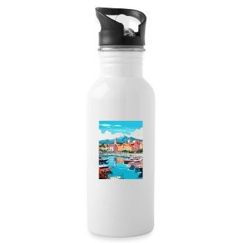Cannes France Vintage Travel Poster WPA Souvenir - Water bottle with straw - white - Right