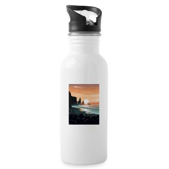 Schwarzer Sandstrand Island Vintage Reiseposter WPA - Trinkflasche mit integriertem Trinkhalm - Weiß - Rechts