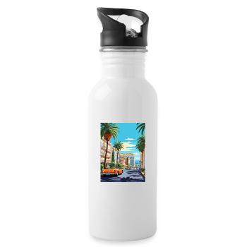 Cannes France Vintage Travel Poster WPA Souvenir - Water bottle with straw - white - Right
