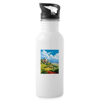 Provence Frankreich Vintage Reiseposter WPA Souvenir - Trinkflasche mit integriertem Trinkhalm - Weiß - Rechts