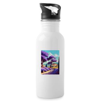 Provence Frankreich Vintage Reiseposter WPA Souvenir - Trinkflasche mit integriertem Trinkhalm - Weiß - Rechts