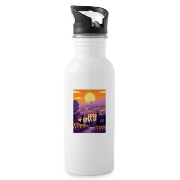 Provence Frankreich Vintage Reiseposter WPA Souvenir - Trinkflasche mit integriertem Trinkhalm - Weiß - Rechts