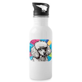 Caniche jouet mignon avec lunettes II - Gourde avec paille intégrée - blanc - Droite