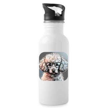 Niedlicher Zwergpudel mit Brille I - Trinkflasche mit integriertem Trinkhalm - Weiß - Rechts