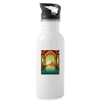 Sicily Italy Decoration Vintage Travel Poster WPA - Water bottle with straw - white - Right