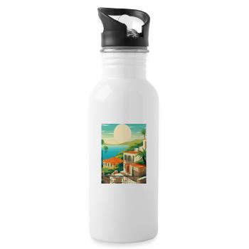 Capri Italien Dekoration Vintage Reiseposter WPA - Trinkflasche mit integriertem Trinkhalm - Weiß - Rechts