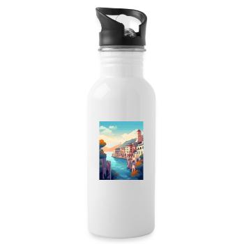 Amalfi Italie Décoration Vintage Voyage Affiche WPA - Gourde avec paille intégrée - blanc - Droite