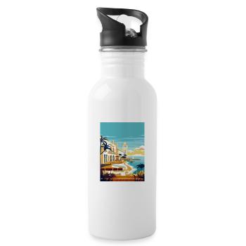 Menorca Spain Vintage Travel Poster WPA Souvenir - Water bottle with straw - white - Right