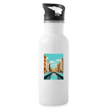 Bilbao Spanien Vintage Reiseposter WPA Souvenir - Trinkflasche mit integriertem Trinkhalm - Weiß - Rechts