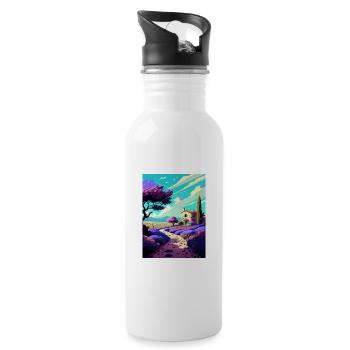 Provence Frankreich Vintage Reiseposter WPA Souvenir - Trinkflasche mit integriertem Trinkhalm - Weiß - Rechts