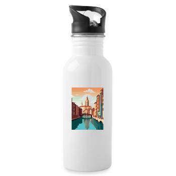 Girona Spain Vintage Travel Poster WPA Souvenir - Water bottle with straw - white - Right
