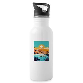 Ibiza Espagne Vintage voyage affiche WPA Souvenir - Gourde avec paille intégrée - blanc - Droite