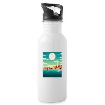 Ibiza Espagne Vintage voyage affiche WPA Souvenir - Gourde avec paille intégrée - blanc - Droite