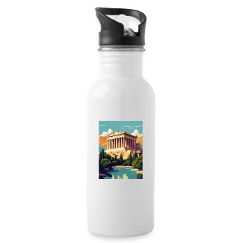 Athens Greece Decoration Vintage Travel Poster WPA - Water bottle with straw - white - Right