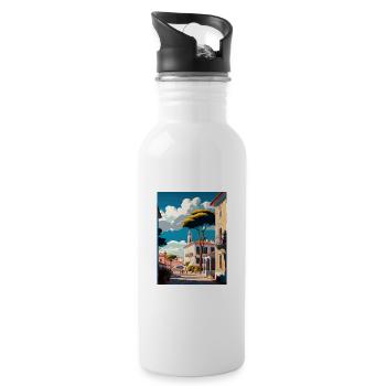Tomar Portugal Vintage voyage affiche WPA Souvenir - Gourde avec paille intégrée - blanc - Droite