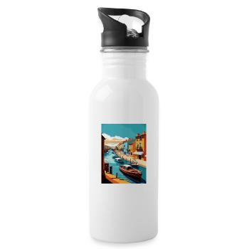 Costa Nova Portugal Vintage voyage affiche Souvenir - Gourde avec paille intégrée - blanc - Droite
