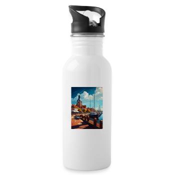 Ustka Poland Vintage Travel Poster WPA Souvenir - Water bottle with straw - white - Right