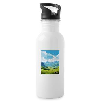 Pyrenäen Nationalpark Frankreich Reiseplakat - Trinkflasche mit integriertem Trinkhalm - Weiß - Rechts