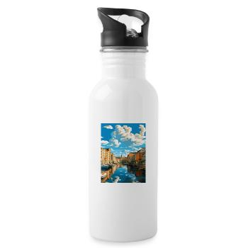 Tampere Finland Vintage Travel Poster WPA Souvenir - Water bottle with straw - white - Right