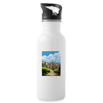 Bergamo Italien Vintage Reiseposter WPA Souvenir - Trinkflasche mit integriertem Trinkhalm - Weiß - Rechts