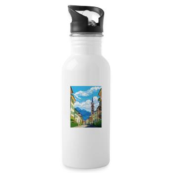 Bozen Italien Vintage Reiseposter WPA Souvenir - Trinkflasche mit integriertem Trinkhalm - Weiß - Rechts