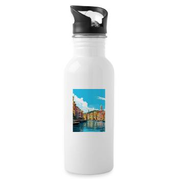 Palau Italien Vintage Reiseposter WPA Souvenir - Trinkflasche mit integriertem Trinkhalm - Weiß - Rechts
