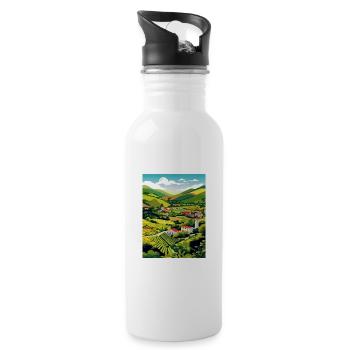 Douro Valley Portugal Vintage Travel Poster WPA - Water bottle with straw - white - Right