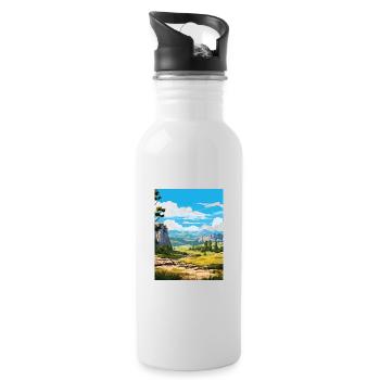 Sierra de Guadarrama Nationalpark Picos Souvenir - Trinkflasche mit integriertem Trinkhalm - Weiß - Rechts