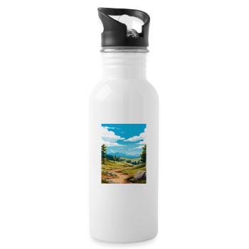 Sierra de Guadarrama Nationalpark Picos Souvenir - Trinkflasche mit integriertem Trinkhalm - Weiß - Rechts