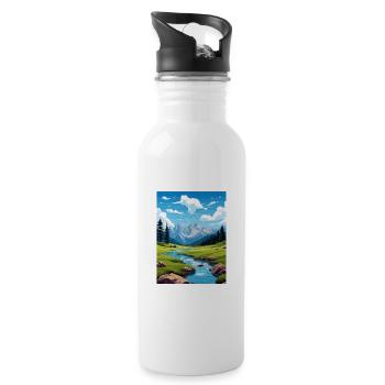 Nationalpark Aiguestortes Estany de Sant Maurici - Trinkflasche mit integriertem Trinkhalm - Weiß - Rechts