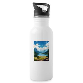 Parc National des Ecrins France Affiche de voyage Vintage - Gourde avec paille intégrée - blanc - Droite