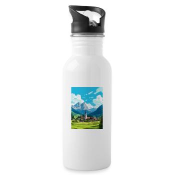 Bohinjska Bistrica Slovénie Affiche de voyage Vintage - Gourde avec paille intégrée - blanc - Droite