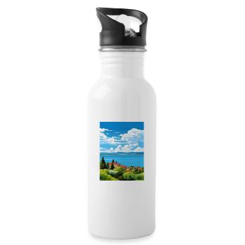 Lac de Bolsena Italie Vintage voyage affiche Souvenir - Gourde avec paille intégrée - blanc - Droite