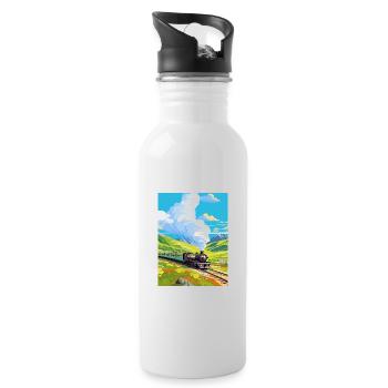 Orient Express Europa Deko Vintage Reiseposter - Trinkflasche mit integriertem Trinkhalm - Weiß - Rechts