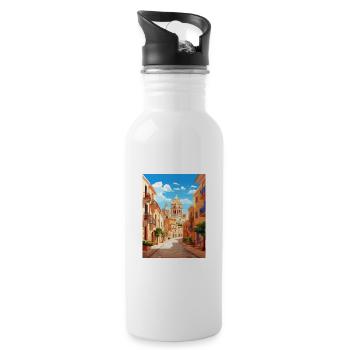 Alicante Espagne affiche de voyage vintage WPA Souvenir - Gourde avec paille intégrée - blanc - Droite