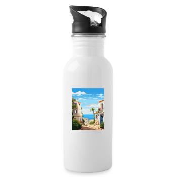 Almeria Spanien Vintage Reiseposter WPA Souvenir - Trinkflasche mit integriertem Trinkhalm - Weiß - Rechts