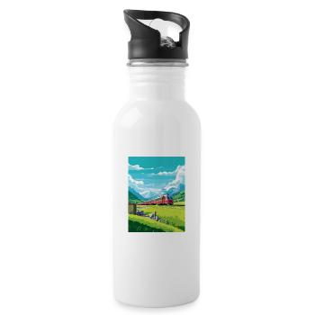 Glacier Express Switzerland Vintage Travel Poster - Water bottle with straw - white - Right