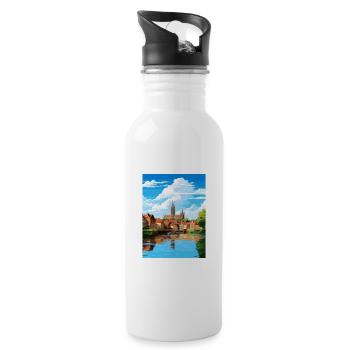 Amiens France Vintage Travel Poster WPA Souvenir - Water bottle with straw - white - Right