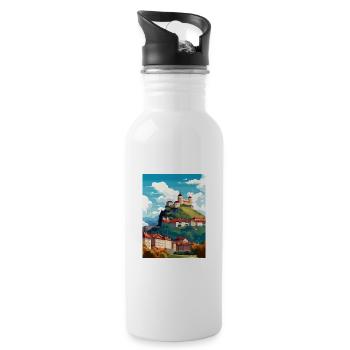 Ljubljana Slovenia Vintage Travel Poster Souvenir - Water bottle with straw - white - Right