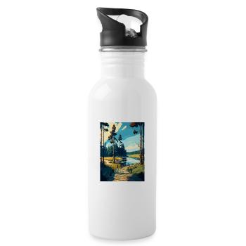 Bory Tucholskie Poland Vintage Travel Poster WPA - Water bottle with straw - white - Right