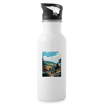 Karkonosze Poland Vintage Travel Poster Souvenir - Water bottle with straw - white - Right