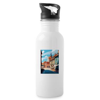 Olsztyn Poland Vintage Travel Poster WPA Souvenir - Water bottle with straw - white - Right